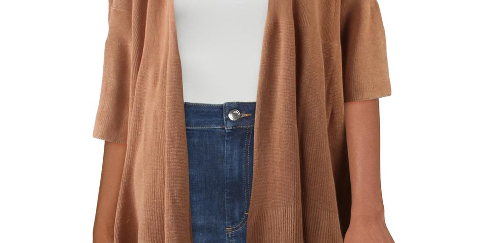 Free People Women's Making Waves Linen Blend Ribbed Cardigan Sweater Brown Size X-Small