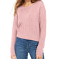 Crave Fame Women's Lace-Up Back Cable Sweater Pink Size X-Small