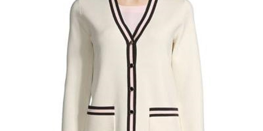 Anne Klein Women's Ivory Long Sleeve Sweater White Size Medium