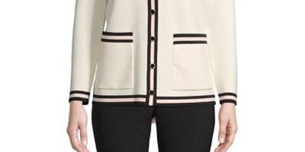 Anne Klein Women's Ivory Long Sleeve Sweater White Size Medium