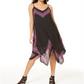INC International Concepts Women's Printed Handkerchief Hem Dress Black Size Petite Small