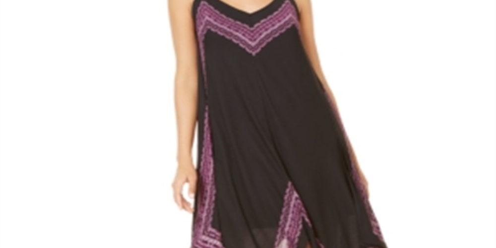 INC International Concepts Women's Printed Handkerchief Hem Dress Black Size Petite Small