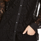 Charter Club Women's Lace Button up Shirt Black Size Petite Small