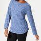 Karen Scott Women's Sport Space-Dye Microfleece Top Navy Size Small