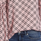 CeCe Women's Elegant Plaid Puff Lantern-Sleeve Top Red Size Large
