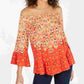 Style & Co Women's Printed Off-The-Shoulder Top  Orange Size Medium