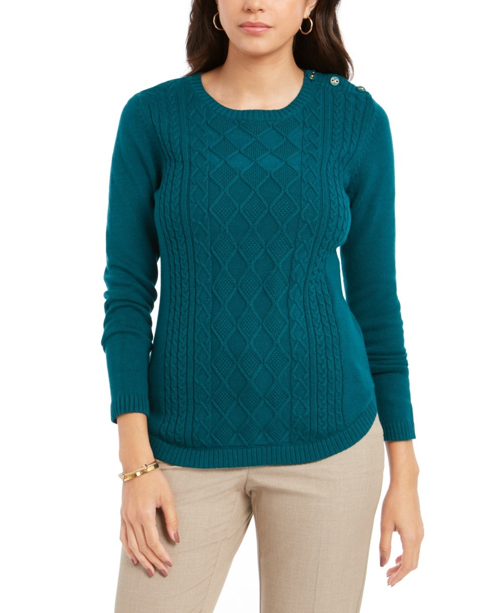 Charter Club Women's Cable Sweater Green Size Large