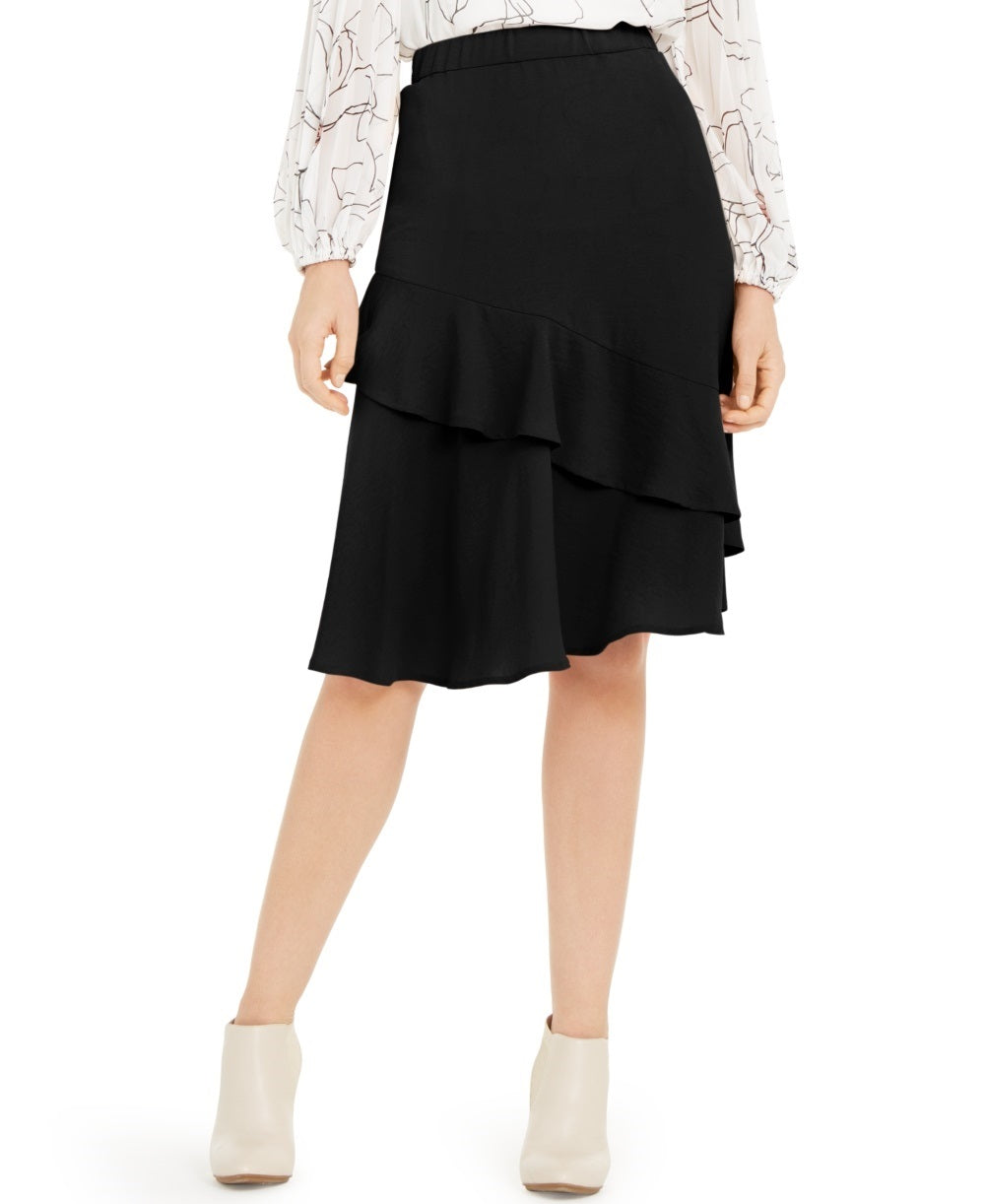Alfani Women's Tiered Ruffle Skirt Black Size 10