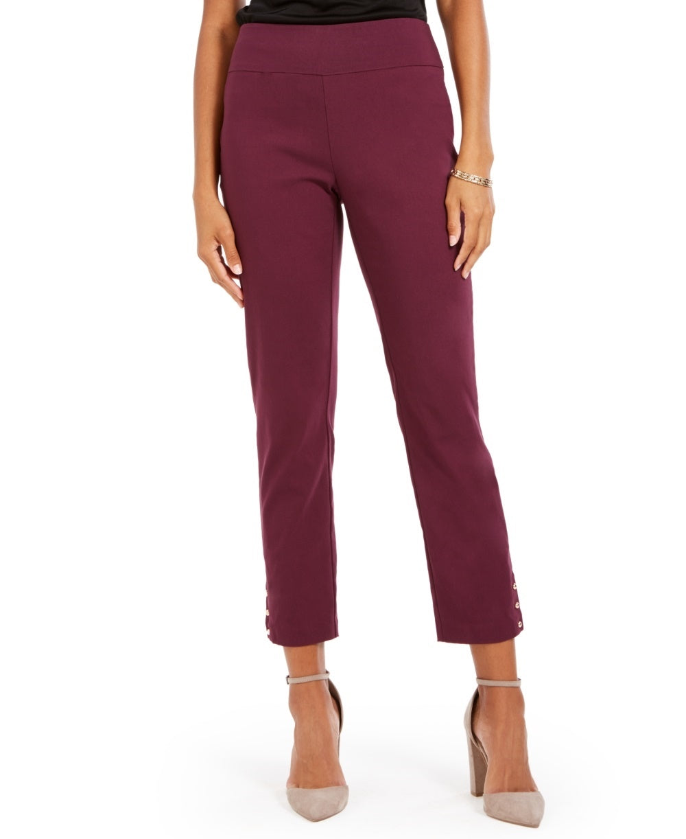 NY Collection Women's Straight Leg Pull On Pants Purple Size Petite Large