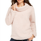 Style & Co Women's Faux Sherpa Cowlneck Sweater Mocha Rose Size Petite Large
