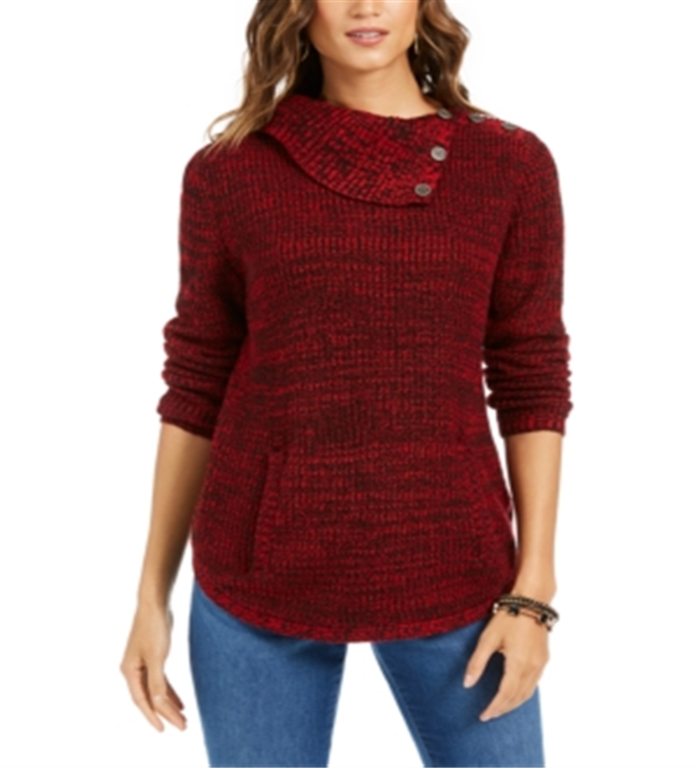 Style & Co Women's Envelope Neck Sweater Red Size PP