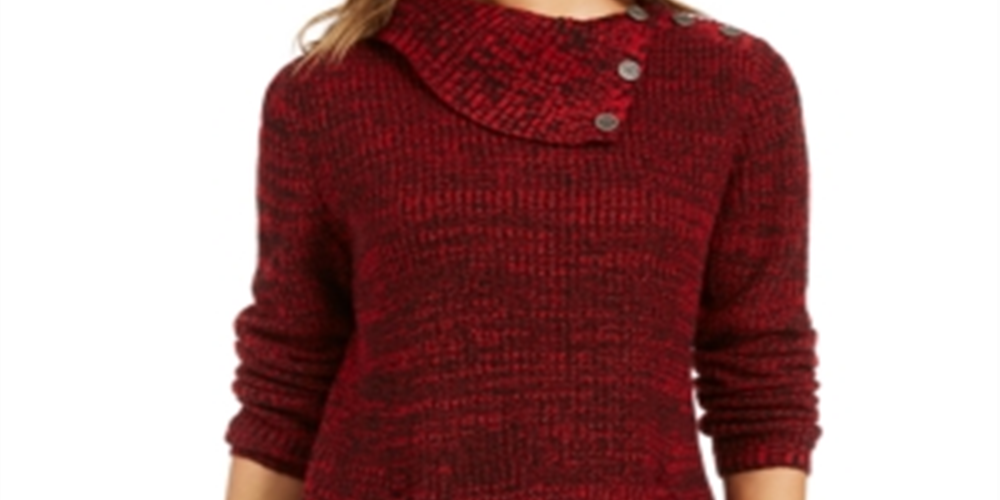 Style & Co Women's Envelope Neck Sweater Red Size PP