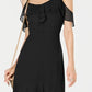INC International Concepts Women's Solid Cold Shoulder Midi Dress Black Size 0