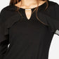 Thalia Sodi Women's Ruffle Trim Keyhole Top Black Size Large