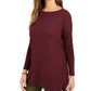 Style & Co Women's Vented Hem Long Sleeve Wear to Work Tunic Sweater Red Size Petite X-Large