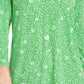 Charter Club Women's Floral Print Pleated V Neck Top Green Size Medium