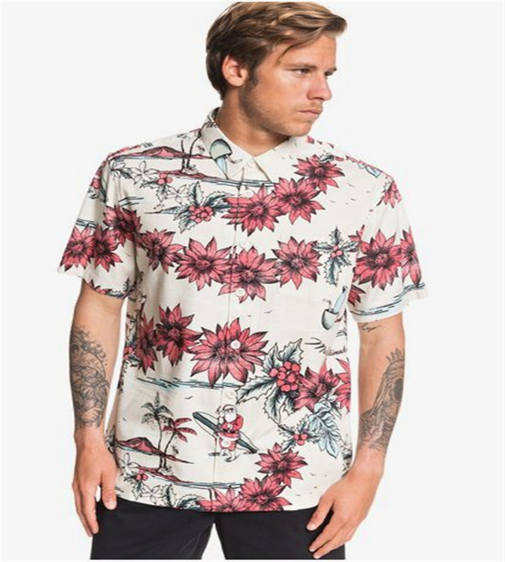Quiksilver Men's San O Clause Rainy Day Sano Claus Shirt Gray Size XX-Large