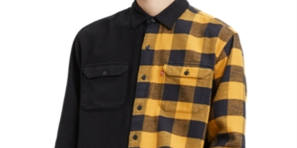 Levi's Men's Jackson Plaid Collar Button Down Shirt Black Size Large