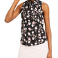 Bar III Women's Floral Print Sleeveless Top Black Size XX-Small
