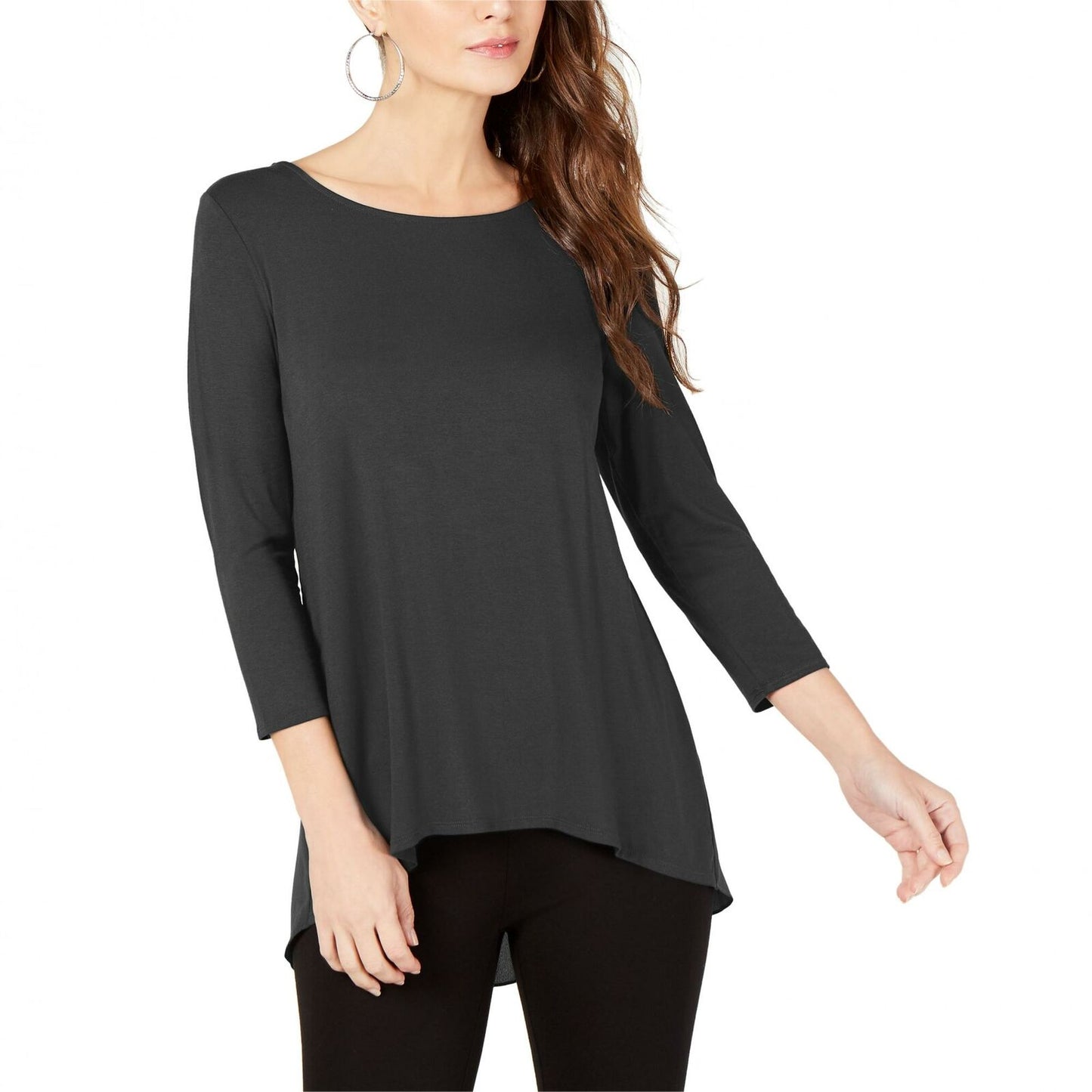 Alfani Women's Woven Back Top Gray Size XL