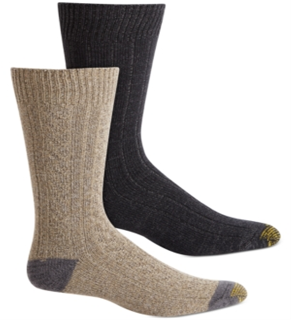 GOLDTOE Men's Lodge Collection 2pk Recycled Tri Feed Cable Crew Socks Blue/Gray Size 10-13