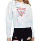 Guess Women's Printed Icon Logo Hoodie Sweatshirt Blue Size Petite X-Small
