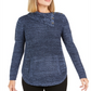 Style & Co Women's Envelope Neck Sweater Blue Size -Petite S