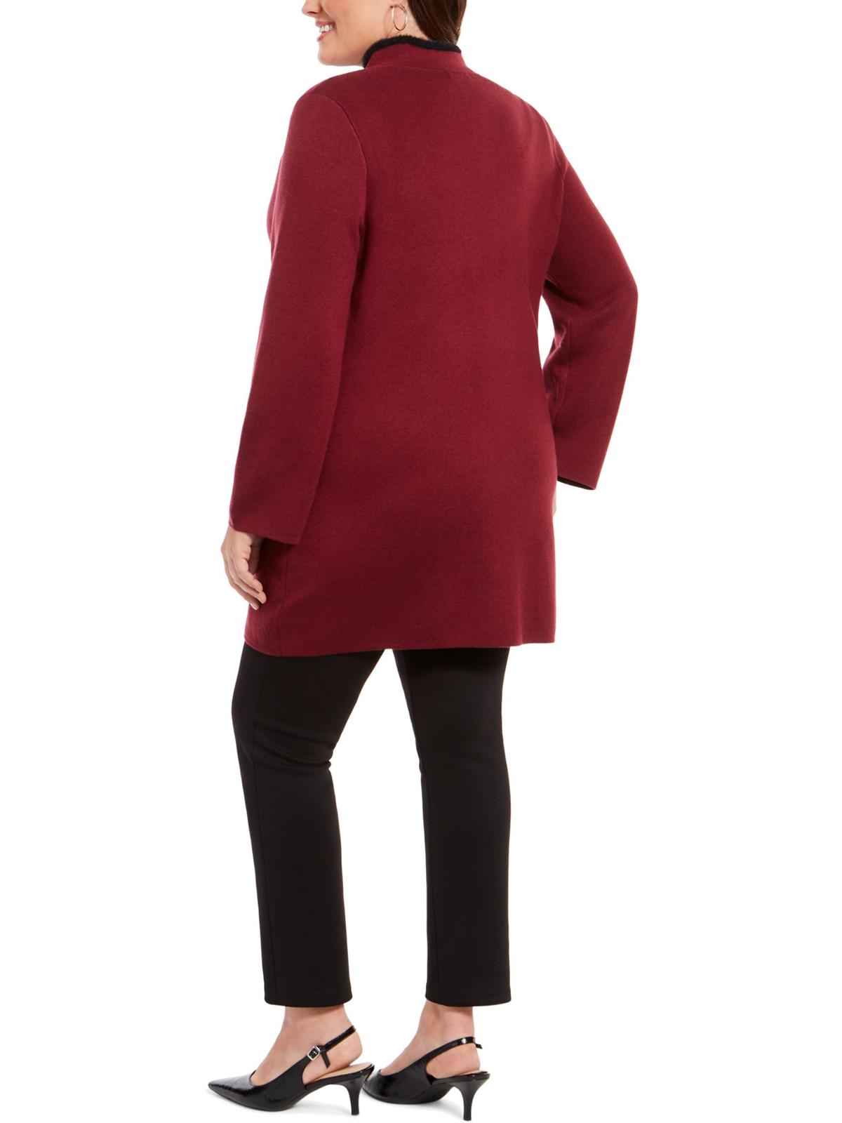 Alfani Women's Plus Sweater Jacket Maroon Size -0X