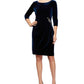 Alex Evenings Women's Side Ruched Velvet Dress Navy  Size 8 Petite