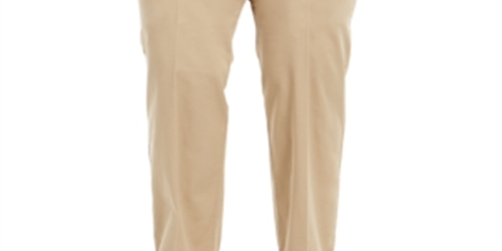 Charter Club Women's Plus Denim Mid Rise Trouser Pants Tan Brown Size 14W