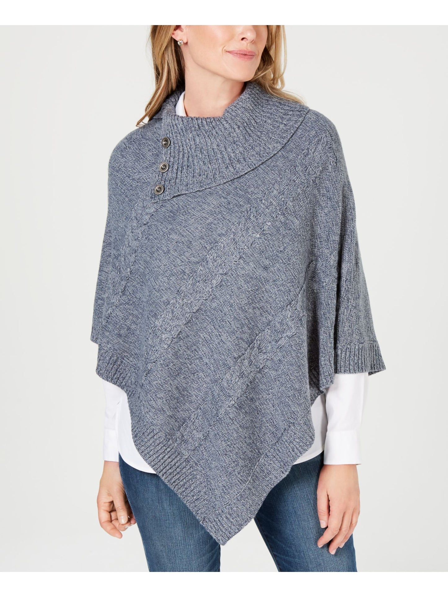 Karen Scott Women's Envelope Poncho Blue Size S/M