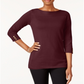 Karen Scott Women's Cotton Button Trim Sweater Maroon Size Petite XL