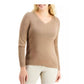 Karen Scott Women's Ribbed Knit Cotton Sweater Brown Size Medium