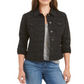 Style & Co Women's Printed Denim Jacket Black Size Petite S/M