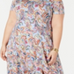 NY Collection Women's Plus Printed Cold Shoulder Maxi Dress Blue Size XXX-Large