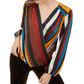 INC International Concepts Women's Striped Surplice Neck Top Orange Size Petite Small