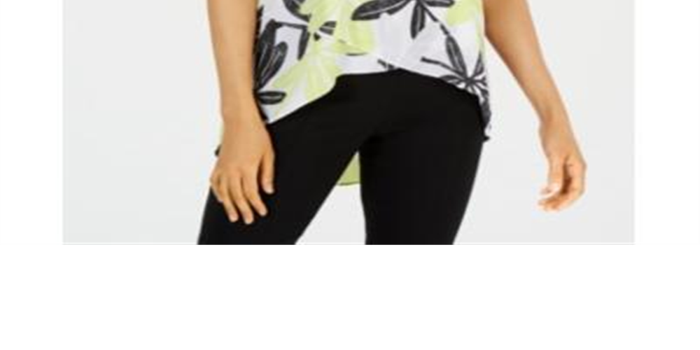Alfani Women's Printed Crossover Front Top White/green leaves Size Petite L