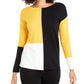 Alfani Women's Drop Shoulder Colorblocked Top Yellow-Black  Size Petite L