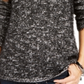 Style & Co Women's Printed Long Sleeve Jewel Neck Evening Top Black Size Petite Medium