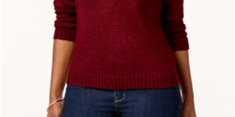 Karen Scott Women's Tt Johnny V Neck Collared Pullover Sweater Red Size Petite X-Large