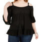 Michael Kors Women's Plus Blouse Cold Shoulder Eyelet Black Size 2X