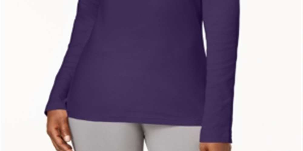 Karen Scott Women's Cotton Mock Neck Top Purple Size Medium
