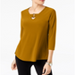 Alfani Women's Buckle Detail Tunic India Gold Size Petite L
