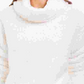 Style & Co Women's Faux Fur Solid Long Sleeve Turtle Neck Sweater White Size Petite Medium