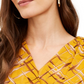 Alfani Women's 3/4 Sleeve Printed Tunic Yellow Size Petite S/M