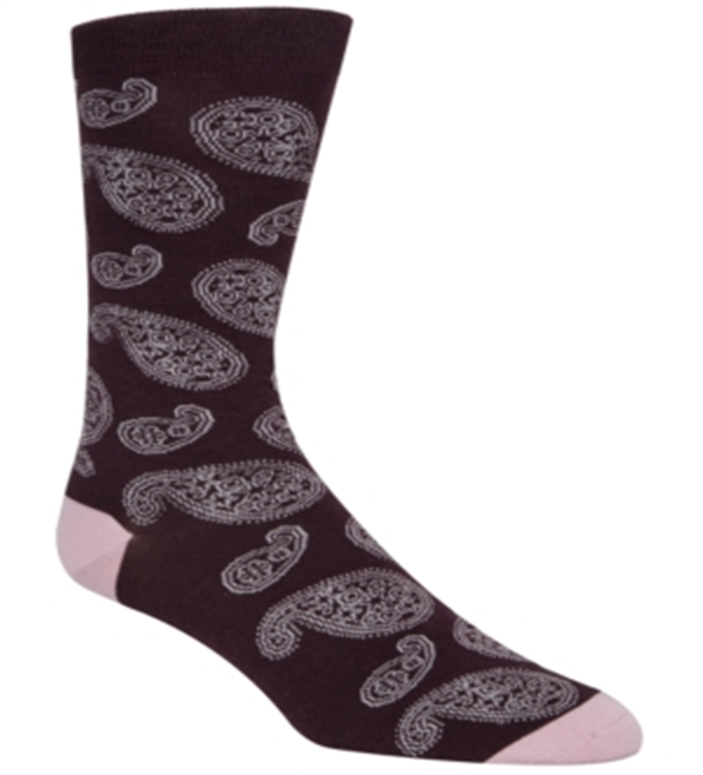 Cole Haan Men's Paisley Dress Crew Socks Pink-Berry Jam Size 7-12