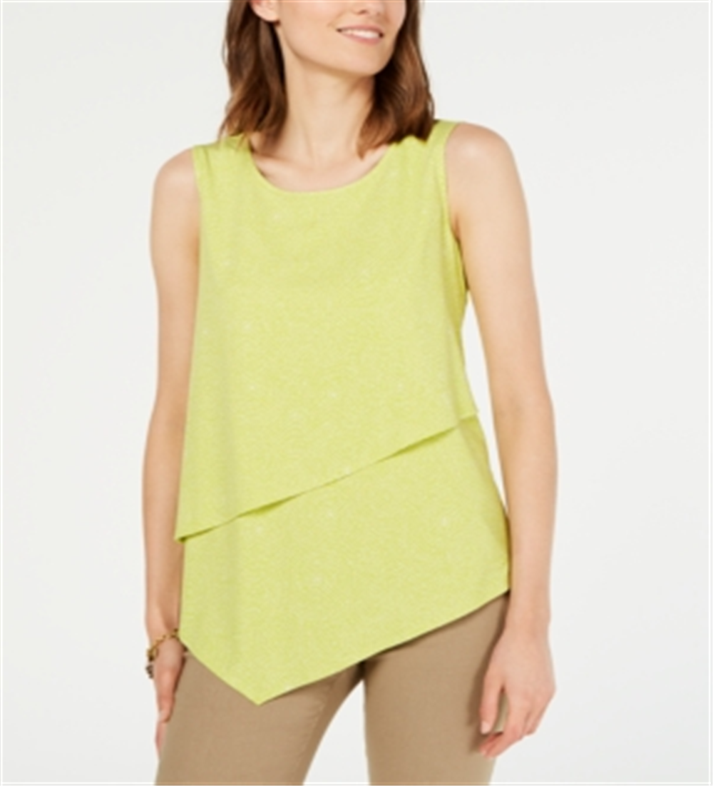 Alfani Women's Asymmetrical Overlay Top Green Size Small