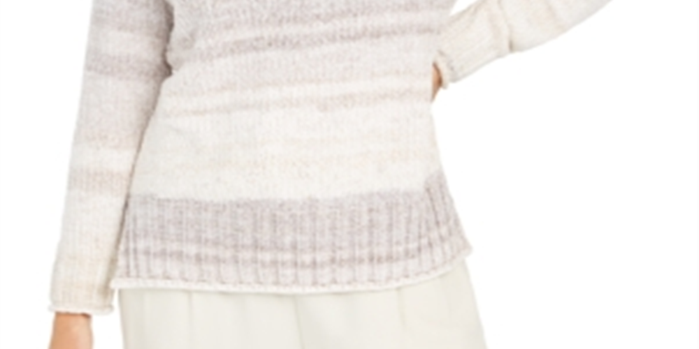 Style & Co Women's Chenille Space Dyed Sweater White Size Petite Large