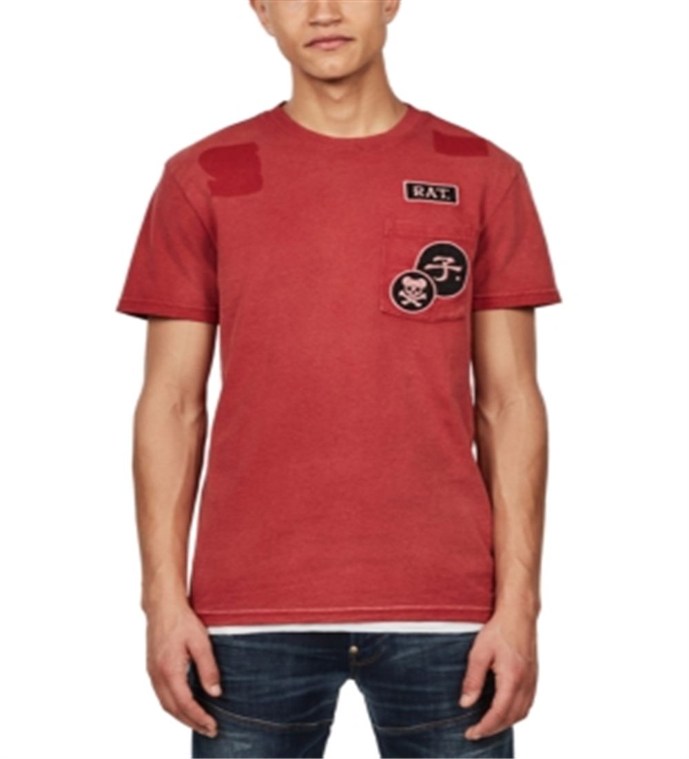 G-Star Raw Men's Patch Pocket T-Shirt Red Size 2XL