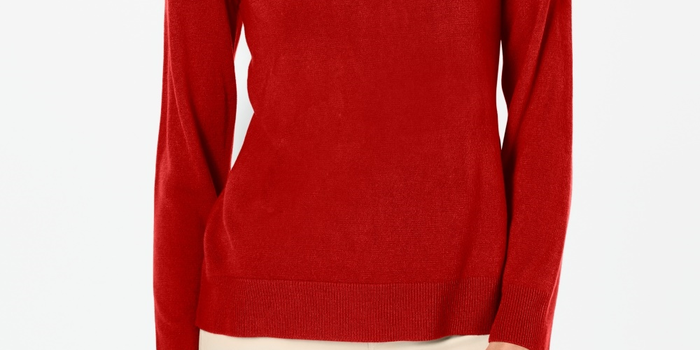 Karen Scott Women's Button Shoulder Sweater Red Size Medium